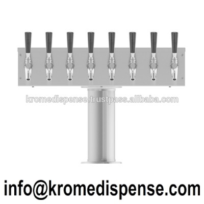 Brushed Stainless 8 Faucets T Tower with Glycol Recirculation Loop